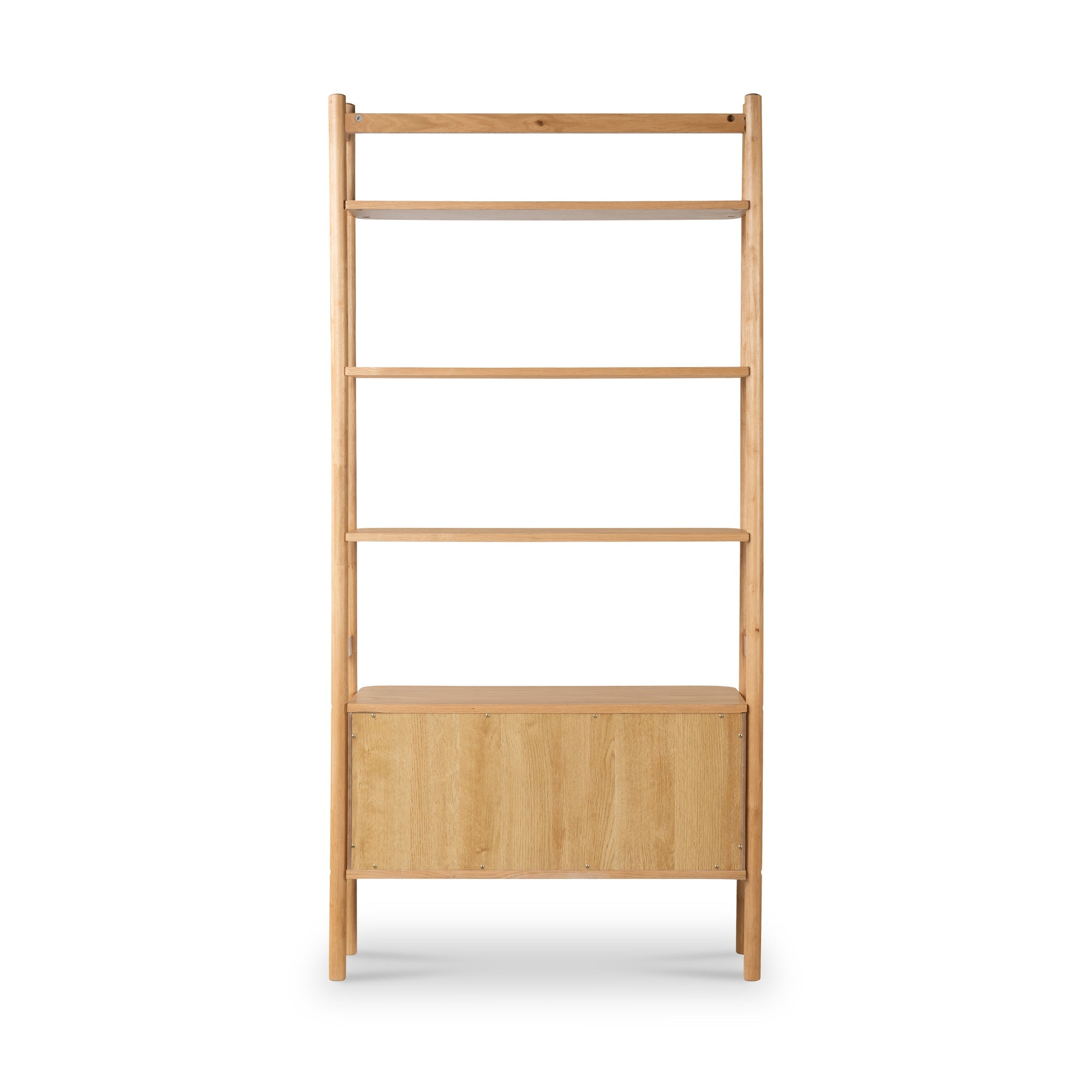 Grande bibliothèque Shorwell en chêne avec placard à deux portes à claire-voie