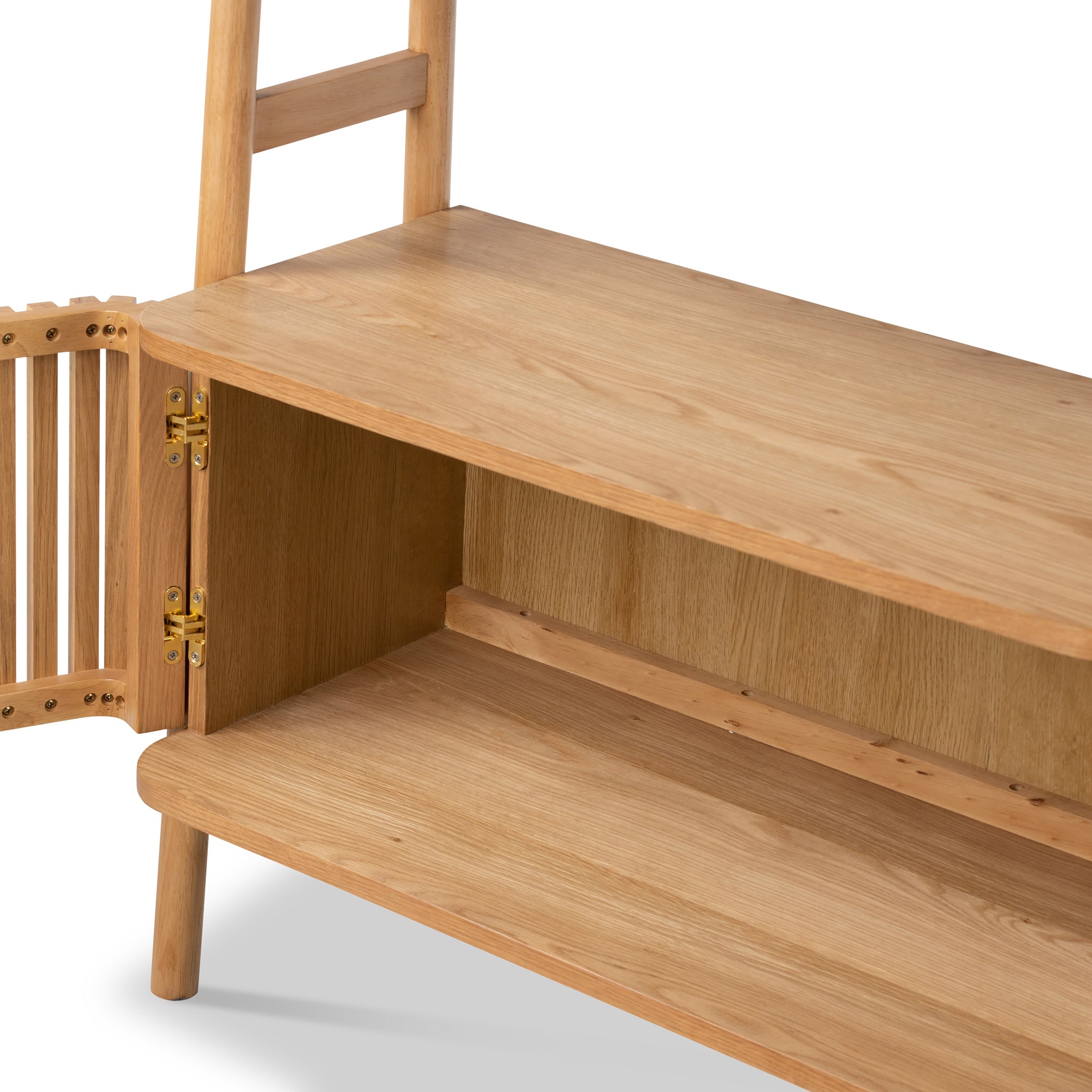 Grande bibliothèque Shorwell en chêne avec placard à deux portes à claire-voie