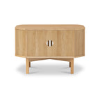 Meuble TV d'angle à lattes en chêne Shorwell