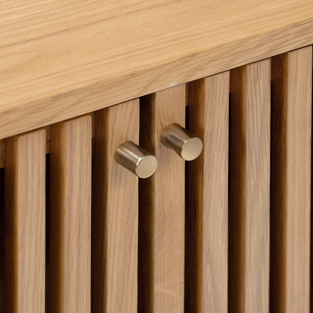 Meuble TV d'angle à lattes en chêne Shorwell