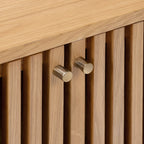 Meuble TV d'angle à lattes en chêne Shorwell