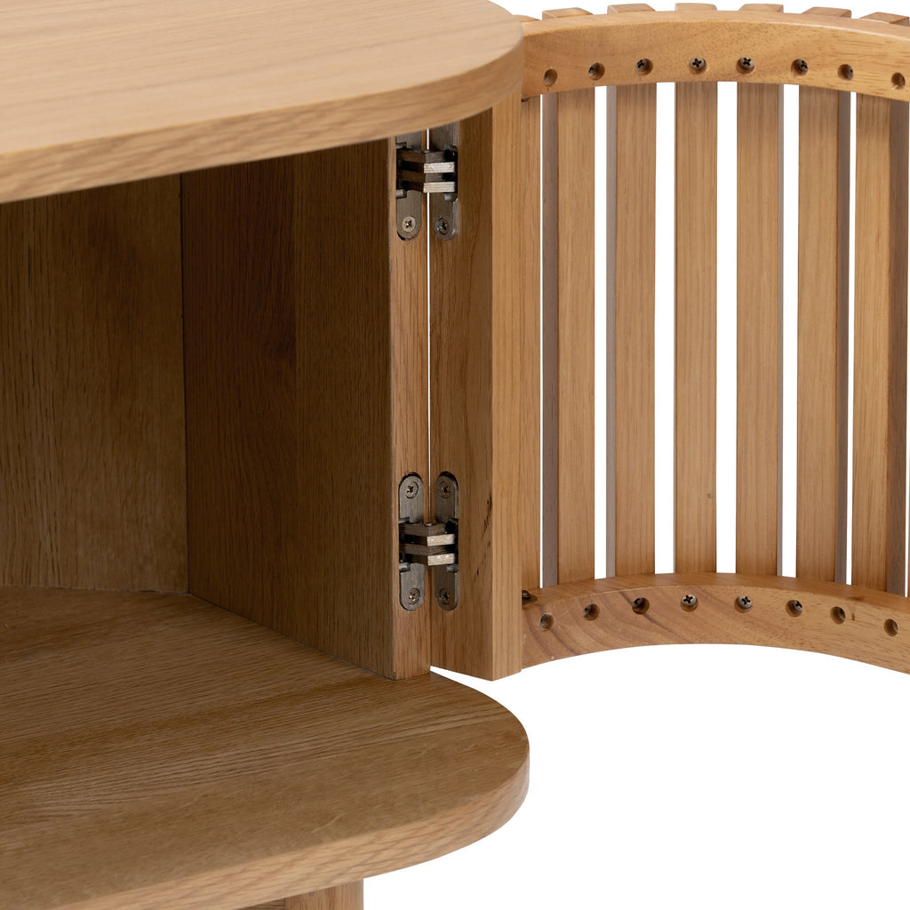 Meuble TV d'angle à lattes en chêne Shorwell