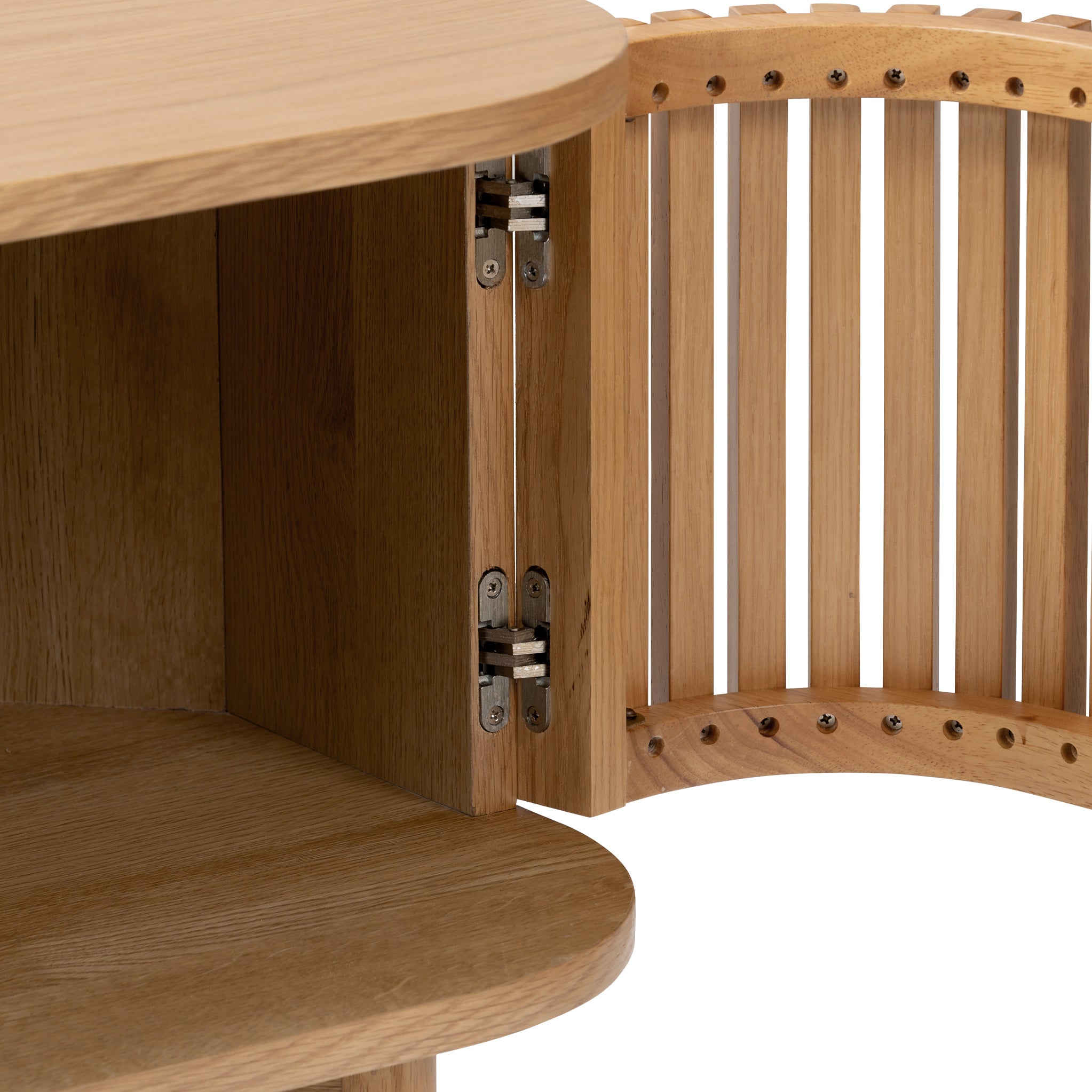 Meuble TV d'angle à lattes en chêne Shorwell