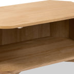 Meuble TV d'angle à lattes en chêne Shorwell