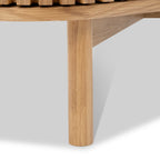 Meuble TV d'angle à lattes en chêne Shorwell