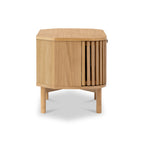 Meuble TV d'angle à lattes en chêne Shorwell