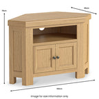 Meuble TV d'angle à 2 portes en chêne Portland