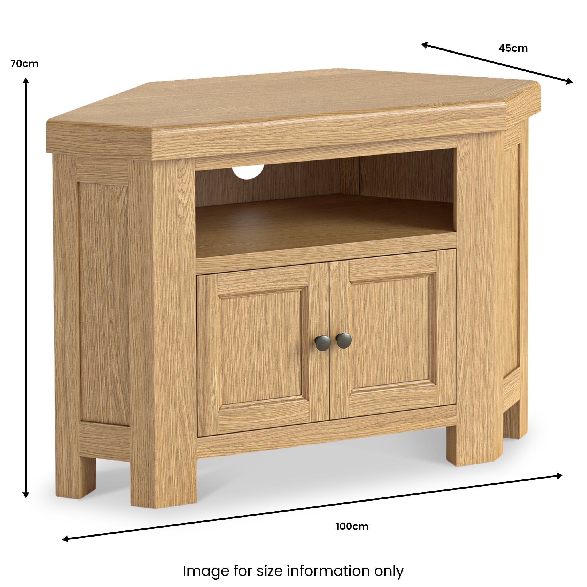 Meuble TV d'angle à 2 portes en chêne Portland