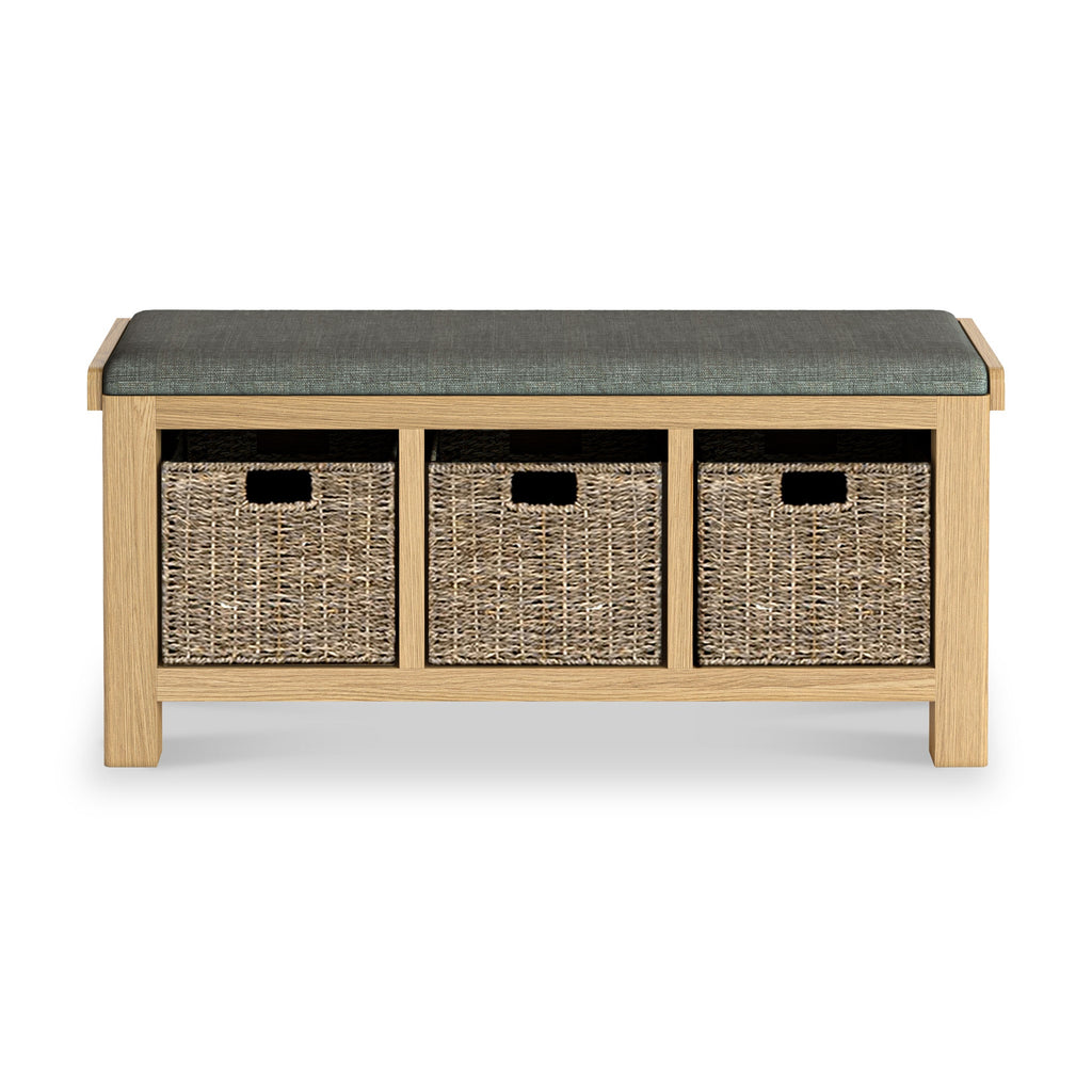 Banc de rangement en chêne Portland avec paniers