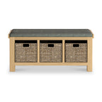Banc de rangement en chêne Portland avec paniers