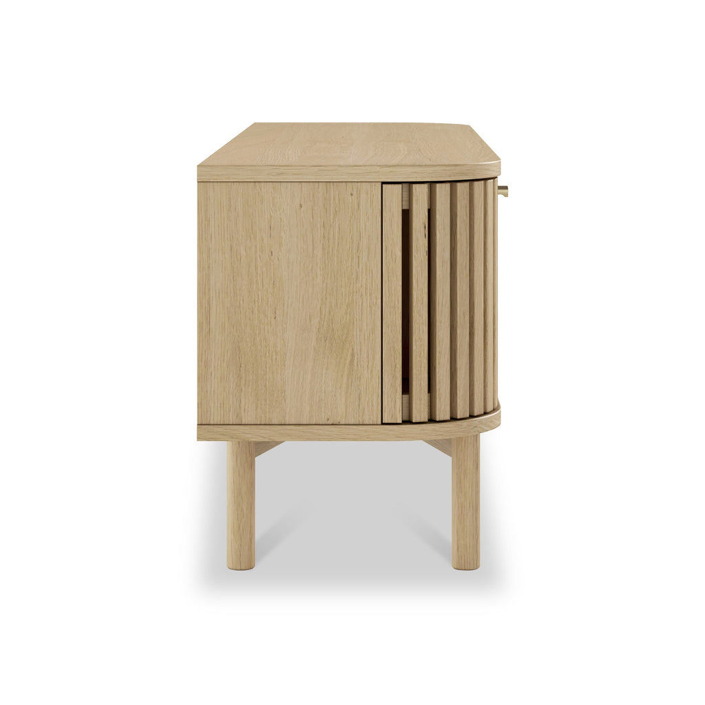 Meuble TV large à lattes en chêne Finch