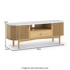 Meuble TV Shorwell en chêne et marbre à lattes de 130 cm