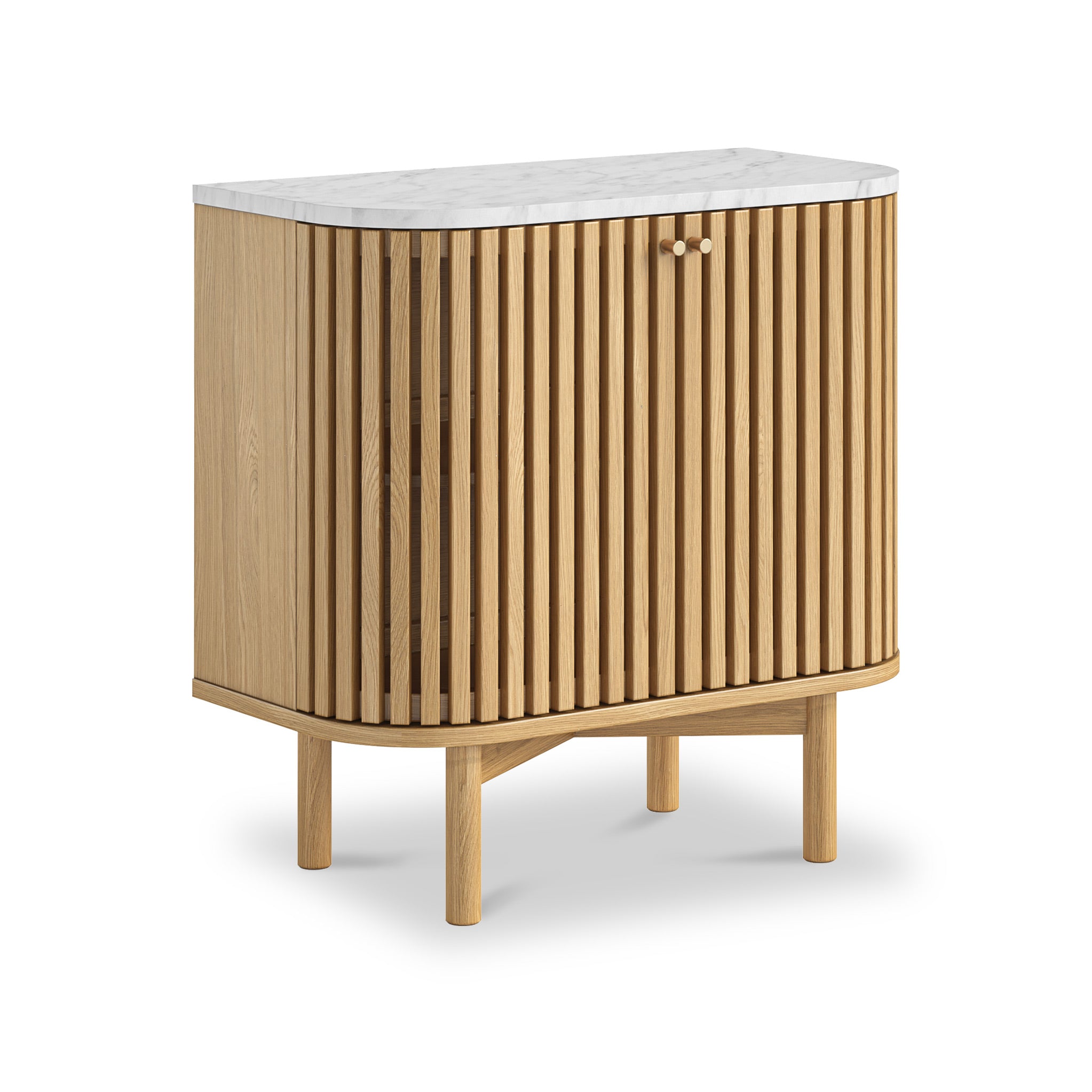 Armoire à lattes en chêne et marbre Shorwell