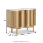 Petit buffet à lattes en chêne et marbre Shorwell