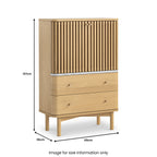 Meuble Shorwell en chêne et marbre à lattes, 2 tiroirs et 2 portes