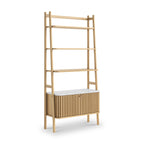 Bibliothèque Shorwell en chêne et marbre avec placard à 2 portes à claire-voie