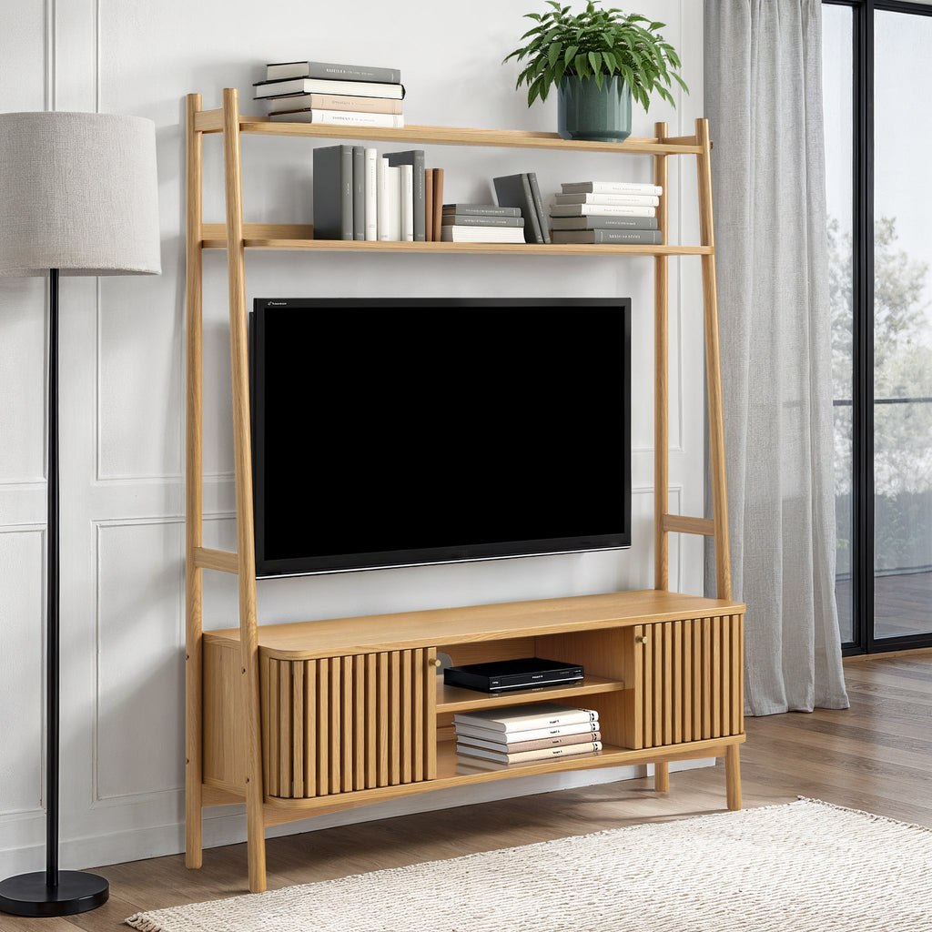 Meuble TV échelle à lattes en chêne Shorwell 137 cm