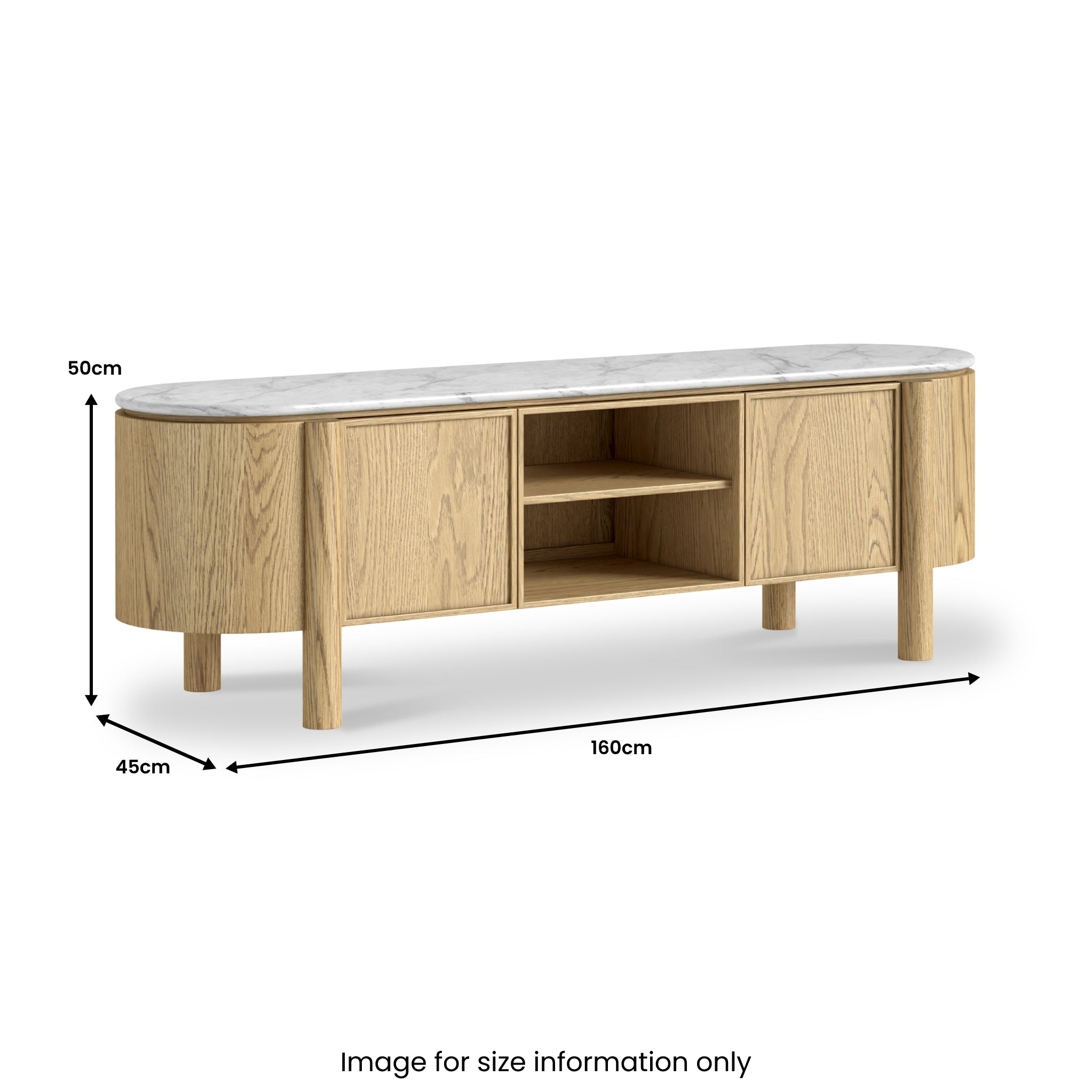 Meuble TV 160 cm avec plateau en marbre Nyssa