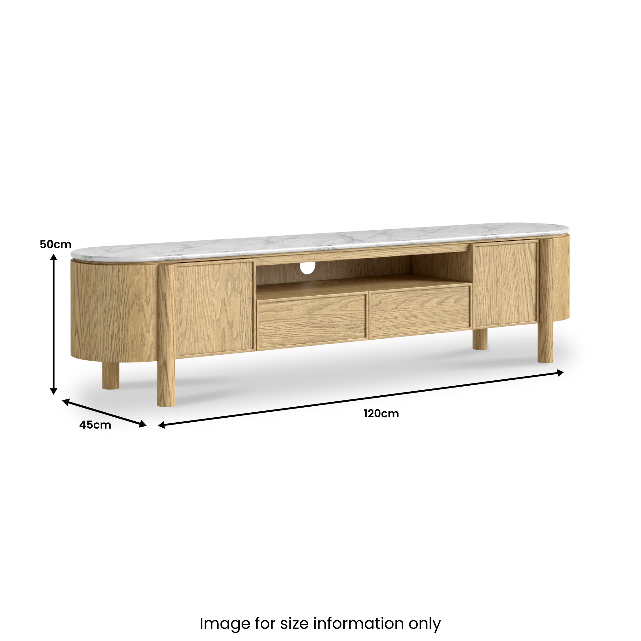 Meuble TV Nyssa en marbre de 210 cm