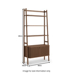 Grande bibliothèque Shorwell en chêne foncé avec placard à deux portes à claire-voie