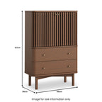 Meuble Shorwell en chêne foncé à lattes, 2 tiroirs et 2 portes