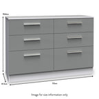 Commode large Blakely grise et blanche à 6 tiroirs