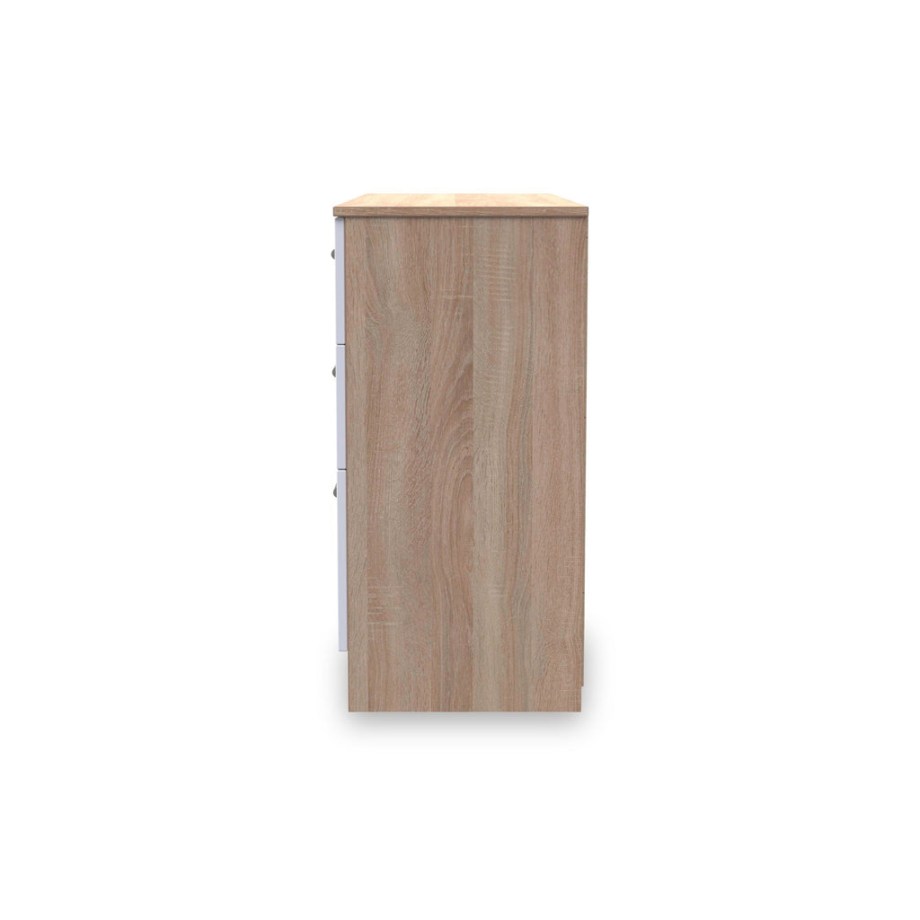 Commode large Blakely blanche et chêne clair à 6 tiroirs