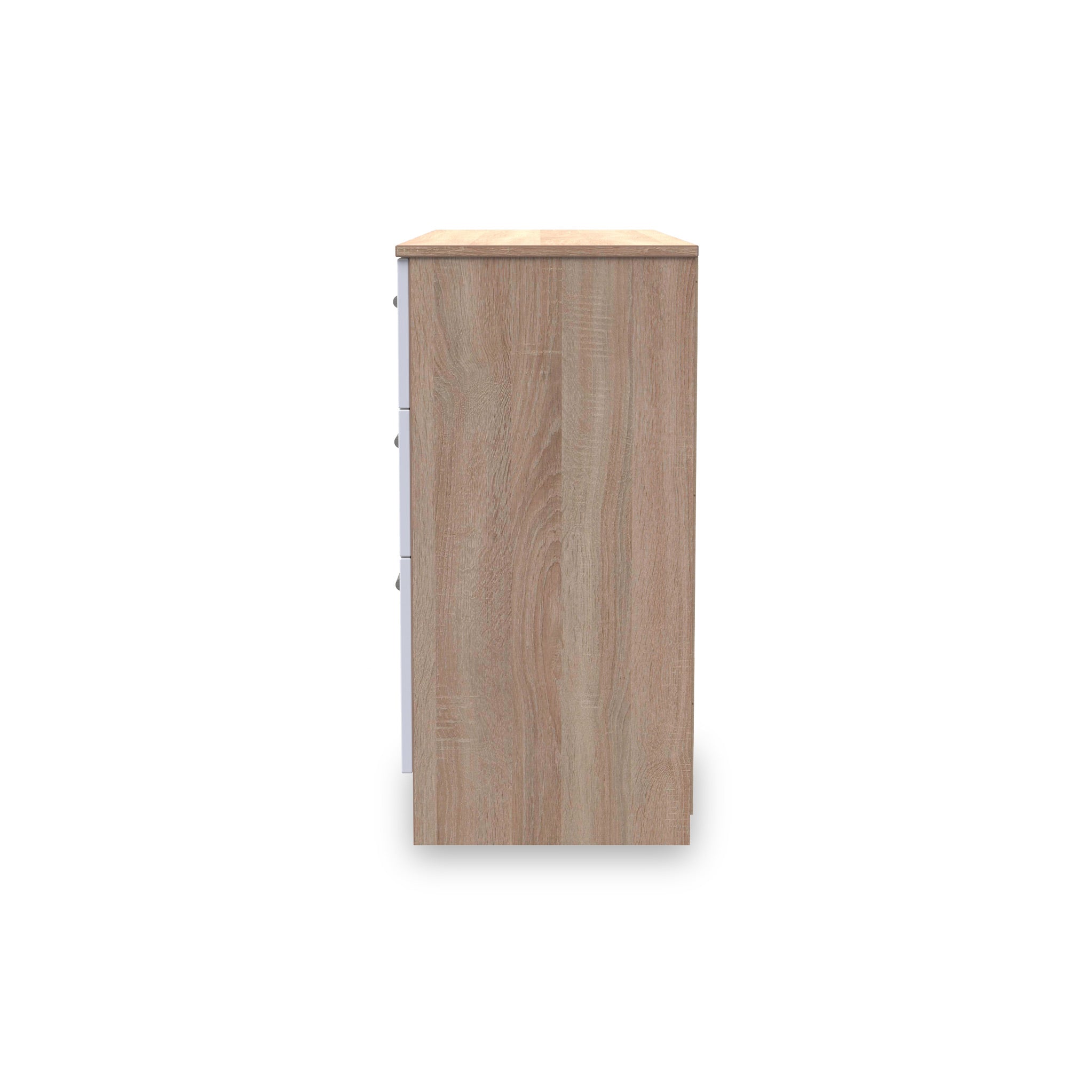 Commode large Blakely blanche et chêne clair à 6 tiroirs