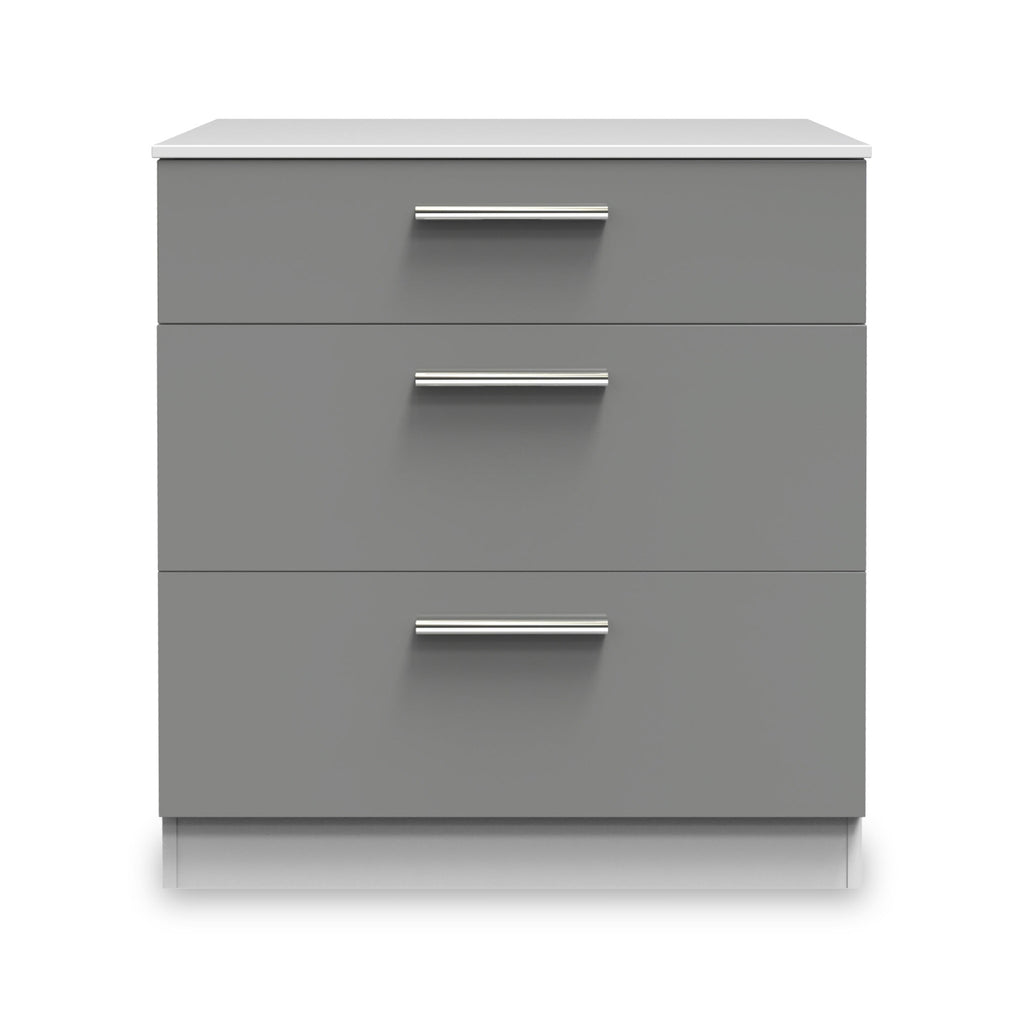 Commode profonde Blakely grise et blanche à 3 tiroirs