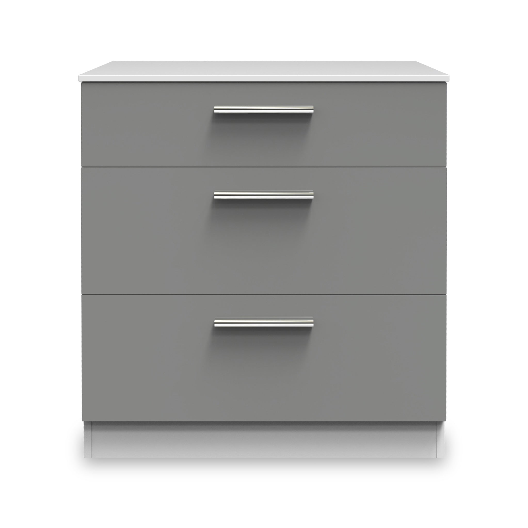 Commode profonde Blakely grise et blanche à 3 tiroirs