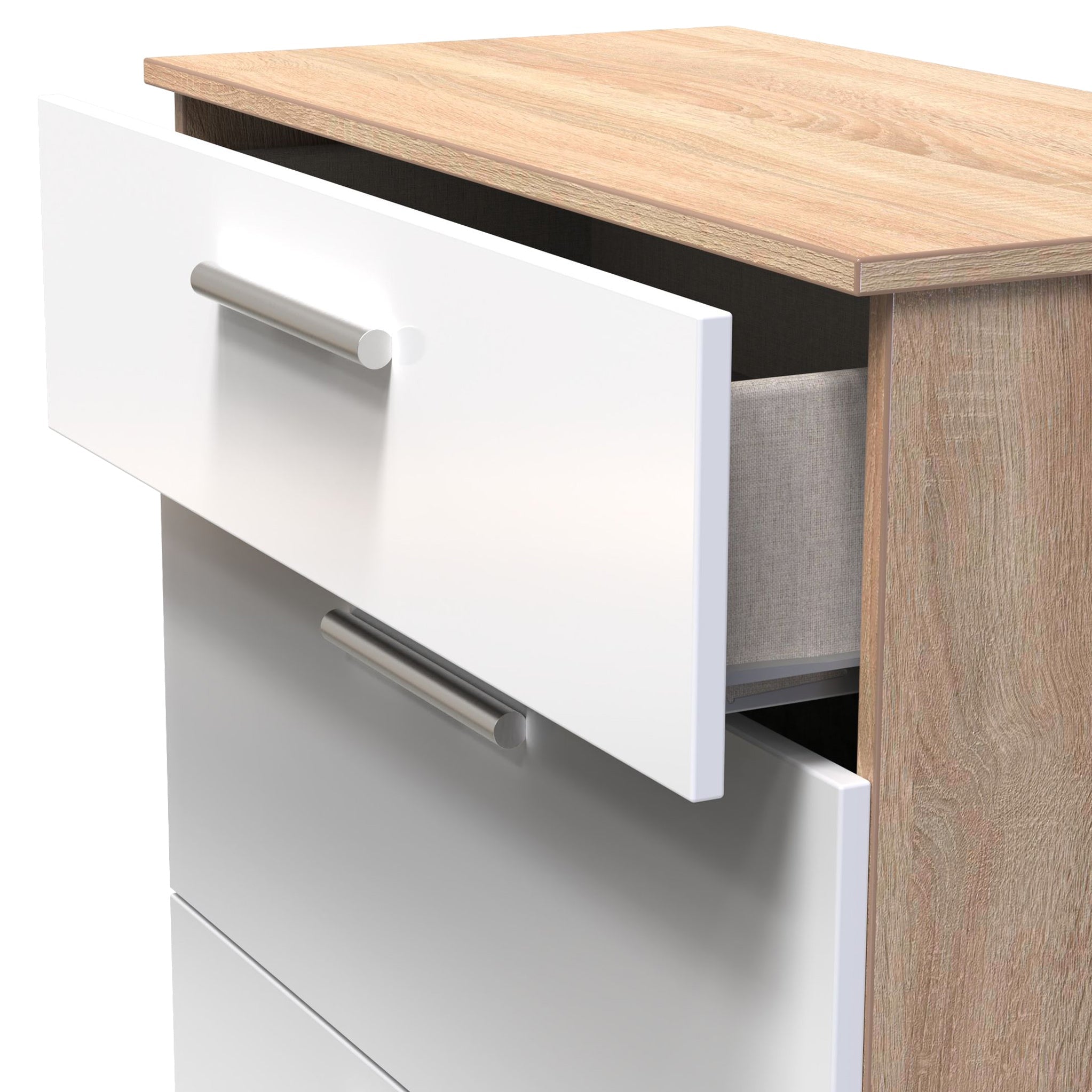 Commode profonde à 3 tiroirs Blakely, blanche et chêne clair