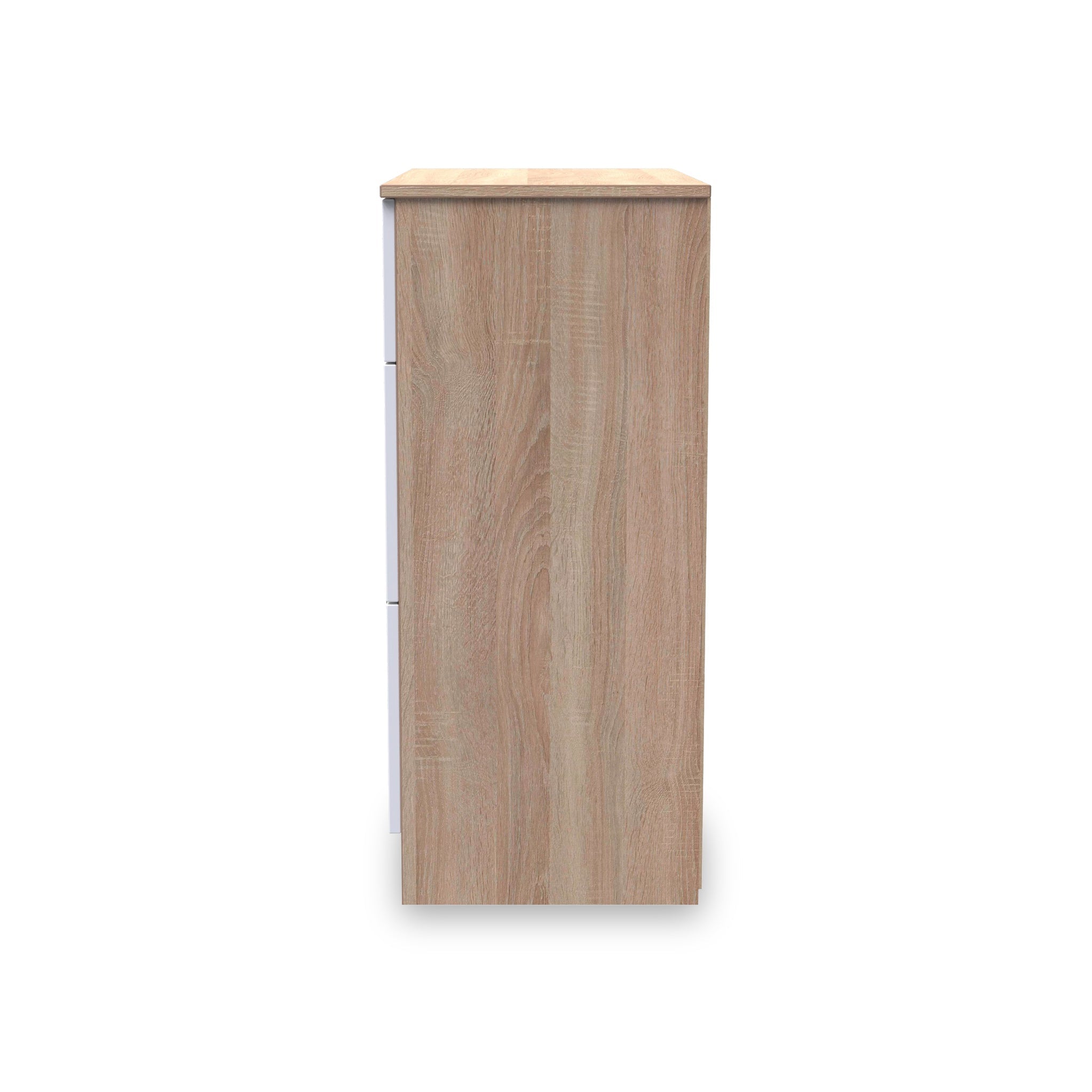 Commode profonde à 3 tiroirs Blakely, blanche et chêne clair