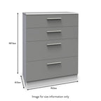 Commode profonde Blakely grise et blanche à 4 tiroirs