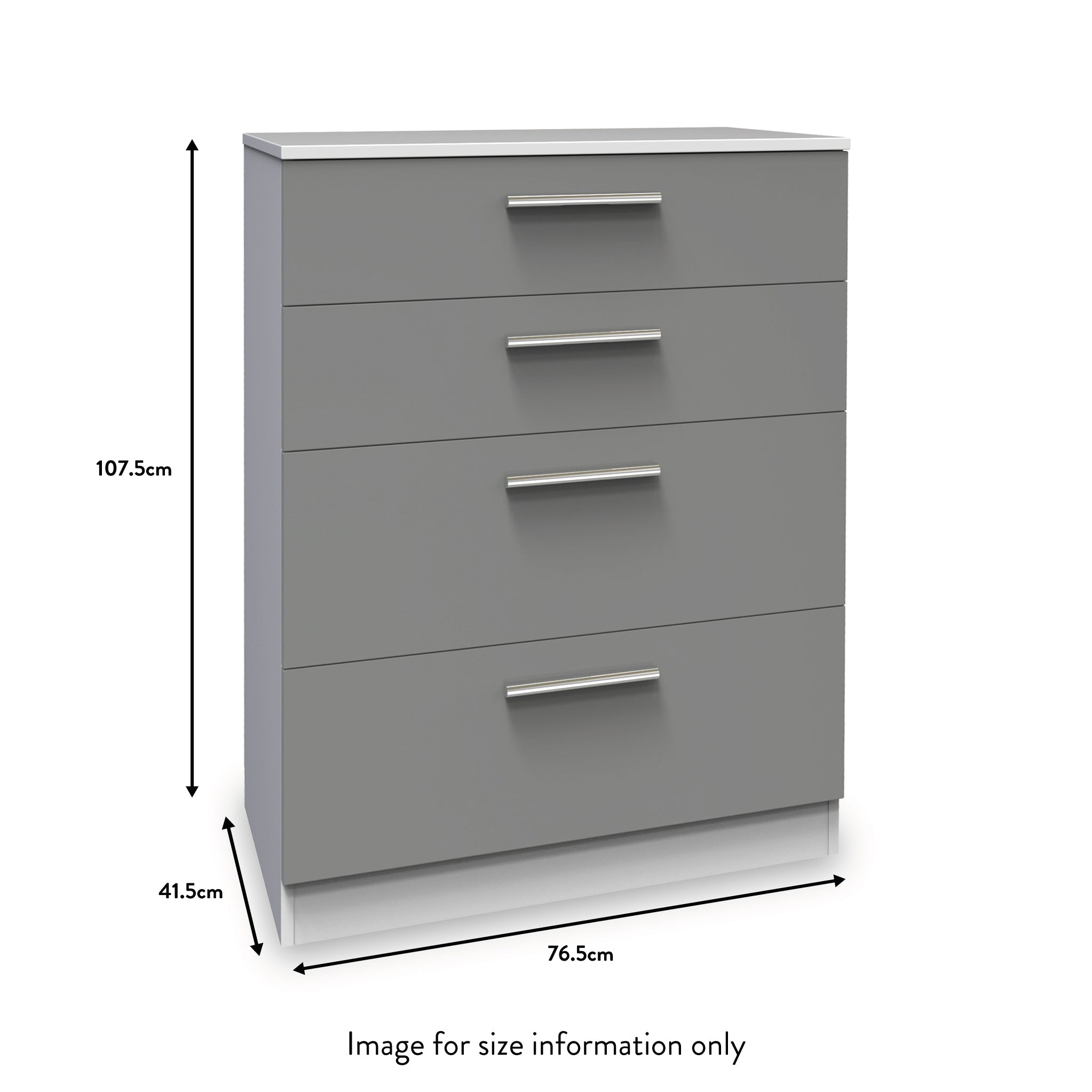 Commode profonde Blakely grise et blanche à 4 tiroirs