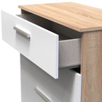 Commode profonde Blakely blanche et chêne clair à 4 tiroirs