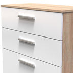 Commode profonde Blakely blanche et chêne clair à 4 tiroirs