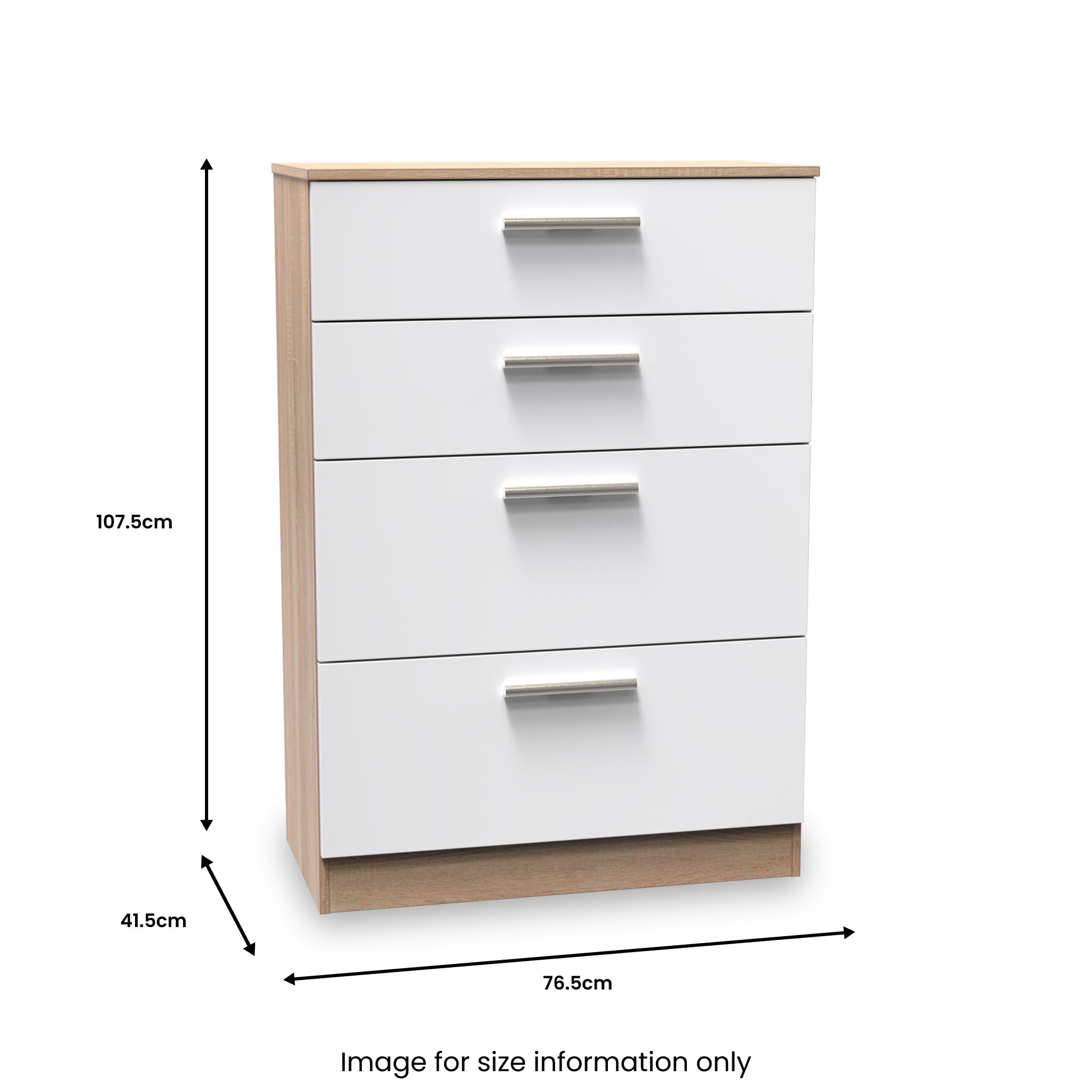 Commode profonde Blakely blanche et chêne clair à 4 tiroirs