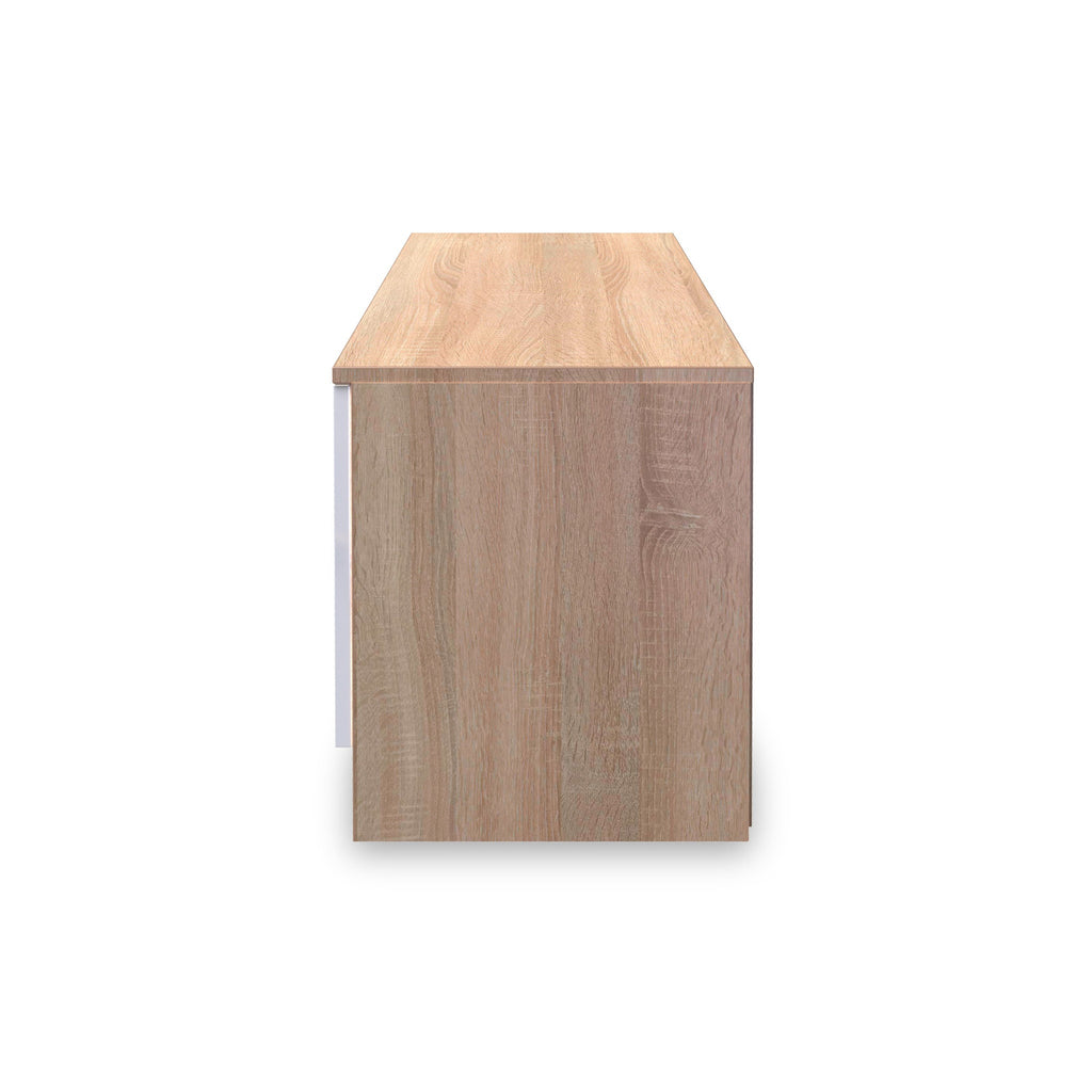 Meuble TV compact Blakely blanc et chêne clair à 2 portes