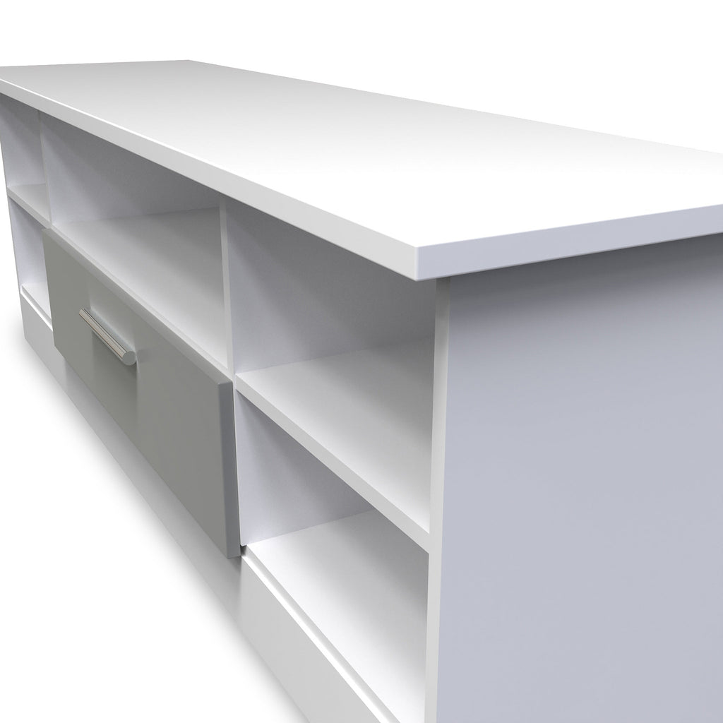 Meuble TV Blakely gris et blanc à un tiroir large