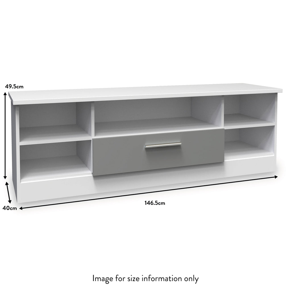 Meuble TV Blakely gris et blanc à un tiroir large