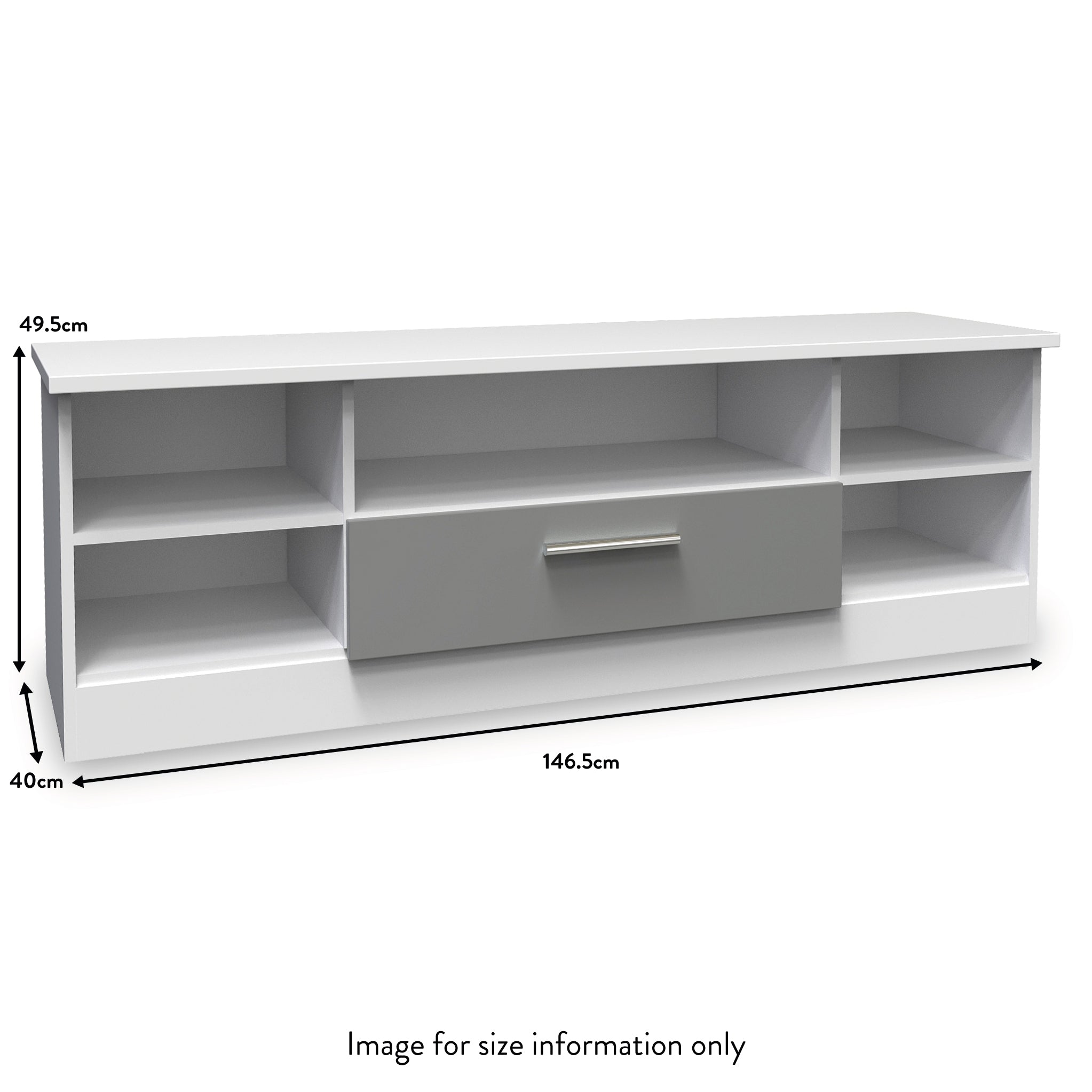 Meuble TV Blakely gris et blanc à un tiroir large