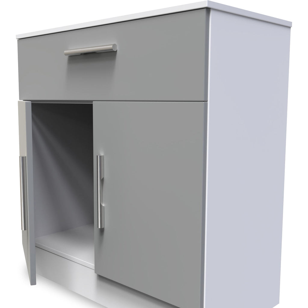 Buffet Blakely gris et blanc à 1 tiroir et 2 portes