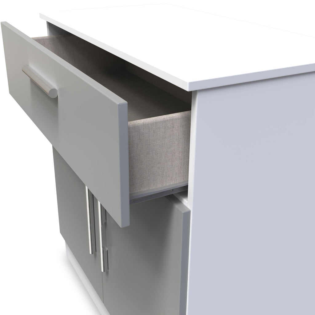 Buffet Blakely gris et blanc à 1 tiroir et 2 portes