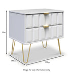 Commode utilitaire Harlow à 2 tiroirs avec pieds en épingle à cheveux dorés