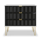 Commode Harlow à 3 tiroirs avec pieds en épingle à cheveux dorés