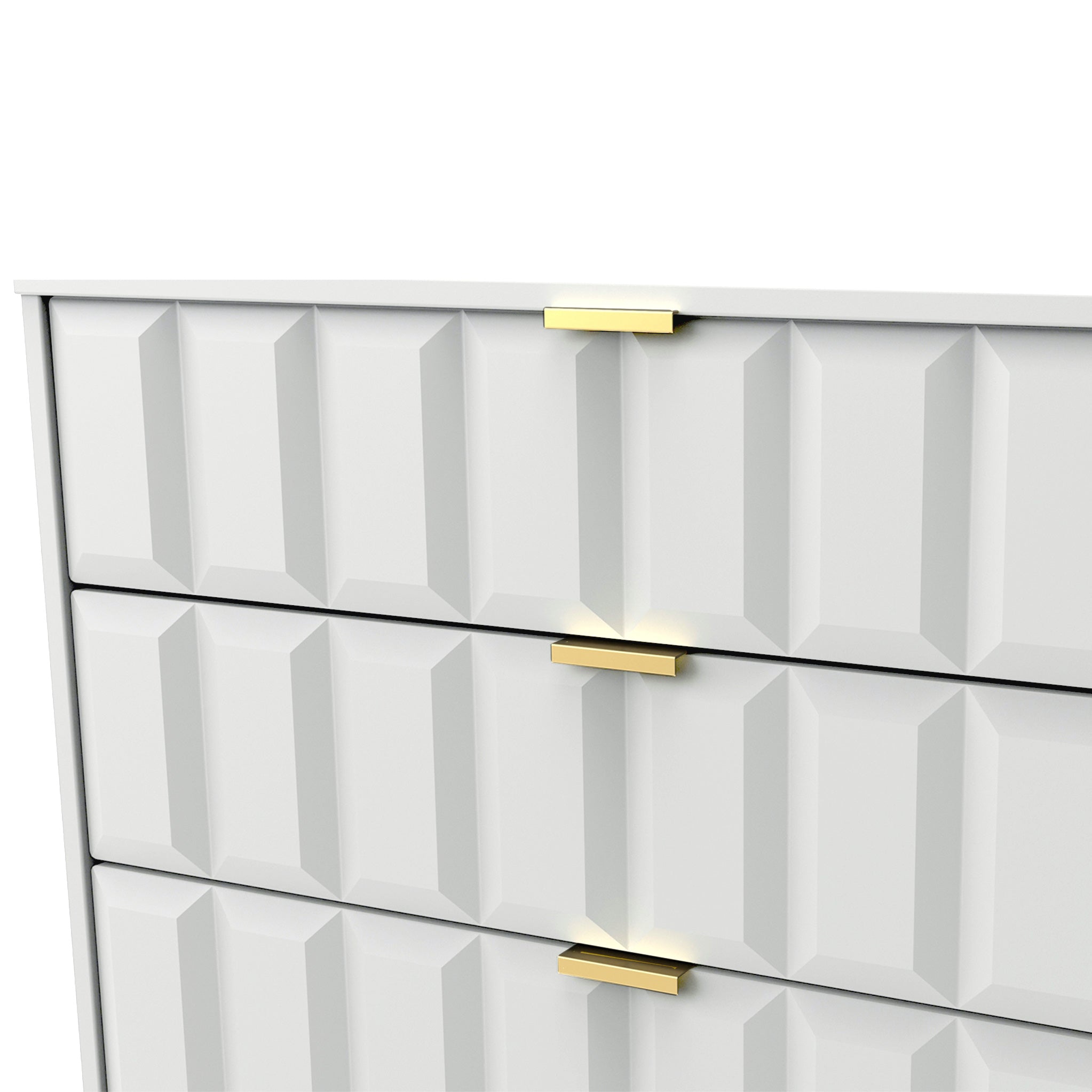 Commode Harlow à 3 tiroirs avec pieds en épingle à cheveux dorés