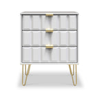 Buffet Harlow à 3 tiroirs, pieds épingle dorés
