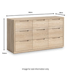 Commode à 9 tiroirs Mylor en chêne lavé