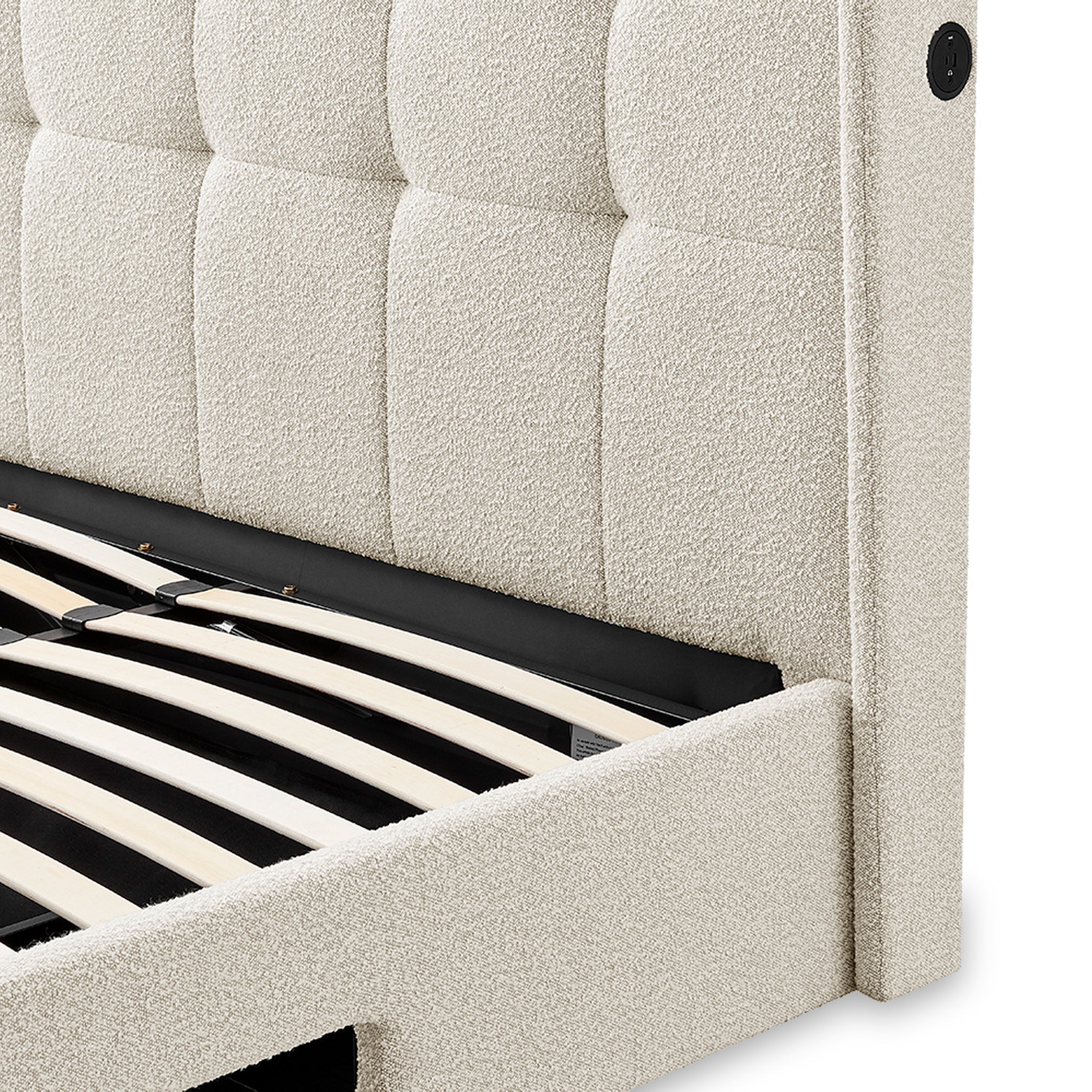 Lit TV rembourré Koble Wafer Boucle