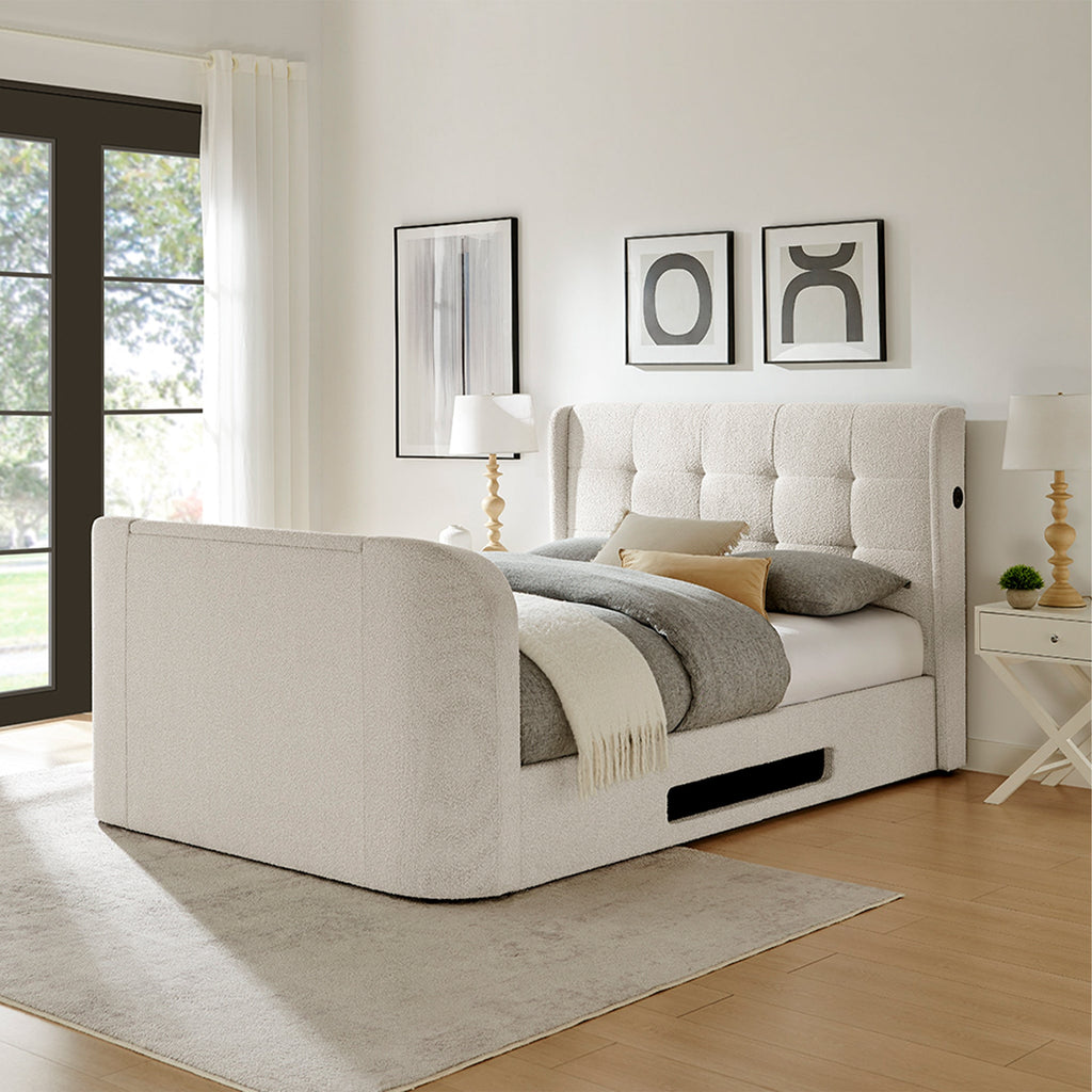 Lit TV rembourré Koble Wafer Boucle